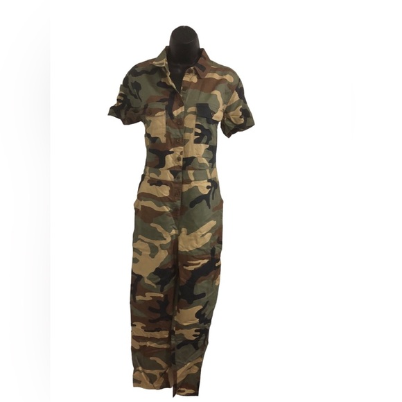 Outerknown army camo S.E.A. short sleeve‎ overalls jumpsuit size 0 new - Picture 14 of 16